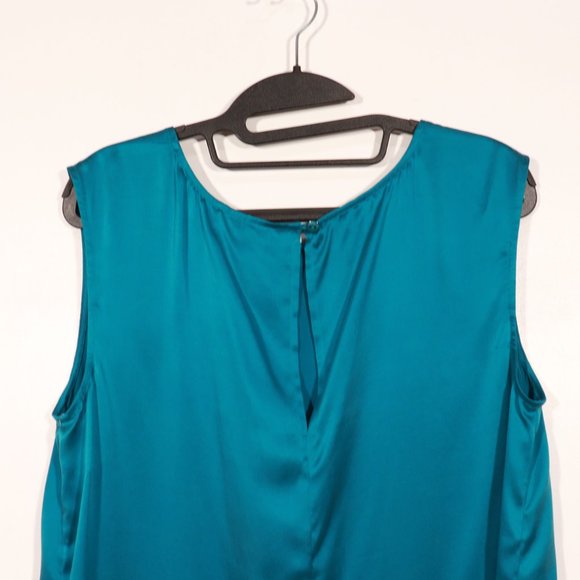 NWT PAIGE Sleeveless 100% Silk Deep Turquoise Blouse - Picture 4 of 10